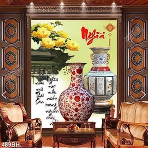 Tranh bình hoa in uv những chiếc bình gốm hoa văn tinh tế