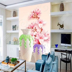 Tranh bình hoa dán tường những bông hoa mộclan hồng