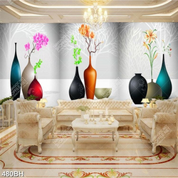 Tranh bình hoa in uv 3 tấm đa dạng màu sắc kiểu dáng