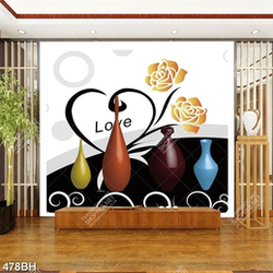 Tranh bình hoa psd những chiếc bình nhiều màu sắc