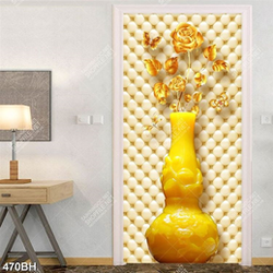 Tranh bình hoa dáp vàng trên nền đính ngọc trang trí