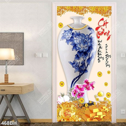 Tranh bình hoa nghệ thuật chiếc bình in hoa mẫu đơn