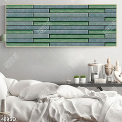 Tranh gạch ốp tường màu xanh 3D trang trí nền nhà khổ ngang