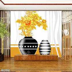 Tranh bình hoa mộc lan dáp vàng trên tường trắng in uv