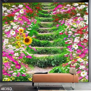 Tranh in sàn 3D con đường hoa đẹp nhất