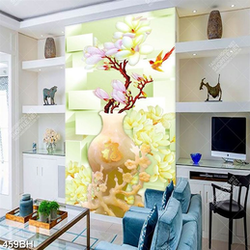 Tranh bình hoa mộc lan bên cành hoa mai nghệ thuật