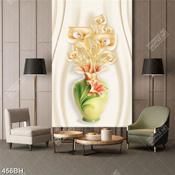 Tranh bình hoa lục bình dáp vàng và ngọc trai in canvas