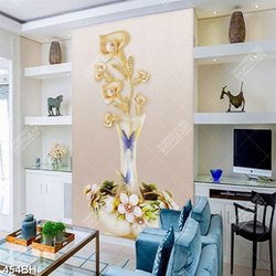 Tranh bình hoa treo tường hoa dáp vàng và ngọc trai