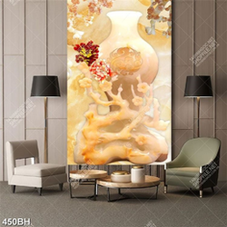 Tranh bình hoa nghệ thuật hoa mẫu đơn bên tường ngọc