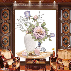 Tranh bình hoa psd những bông hoa hồng nở rực rỡ