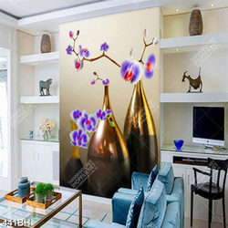 Tranh bình hoa nghệ thuật cành hoa phong lan tím