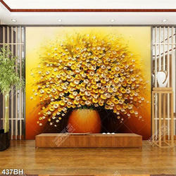 Tranh bình hoa 3d những bông hoa nhí màu vàng trắng