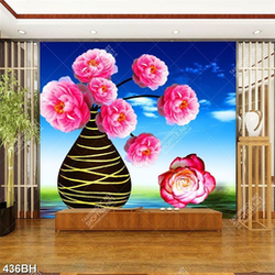 Tranh bình hoa treo tường hoa mộc lan bên mặt nước