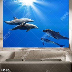 Tranh đại dương những chú cá heo file psd