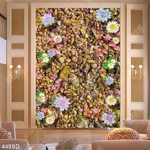 Tranh 3D gắn tường sỏi và hoa chất lượng cao