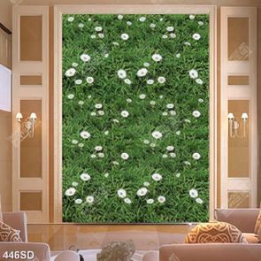 Tranh hoa trắng trên nền cỏ xanh in uv decor tường