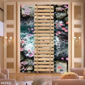 Tranh cây cầu gỗ bắt qua con suối file gốc