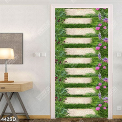 Tranh con đường hoa khổ dọc in thảm 3D