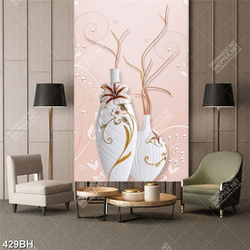 Tranh bình hoa in canvas cành khô trong bình gốm