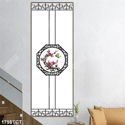 Tranh hoa đào in cửa và tủ