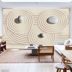 Tranh đá cuội trên nền cát vàng in sàn 3D