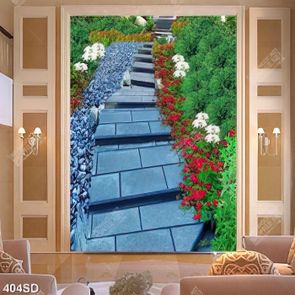 Tranh con đường hoa chất lượng cao file gốc