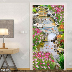 Tranh con suối nhỏ và đàn cá koi chất lượng cao