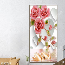 Tranh điêu khắc hoa hồng nền 3D