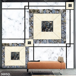 Tranh gạch vân đá và sỏi ốp tường in kính