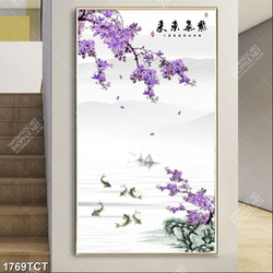 Tranh hoa đào và cá chép