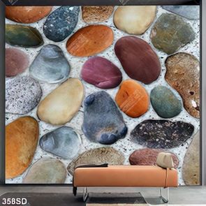 Tranh 3D gạch đá sỏi ốp tường chất lượng cao in uv