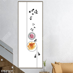 Tranh hoa mẫu đơn và họa tiết lá