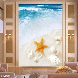 Tranh in sàn 3D sao ốc và sóng biển đẹp nhất
