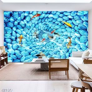 Tranh 3D cá koi và sỏi mới nhất