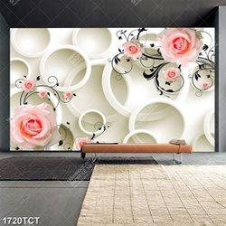 Tranh hoa hồng nền 3D hình tròn