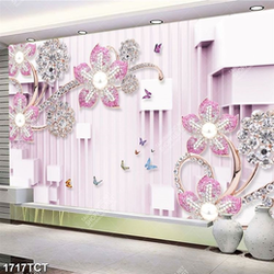 Tranh hoa đá quý nền 3D in tủ