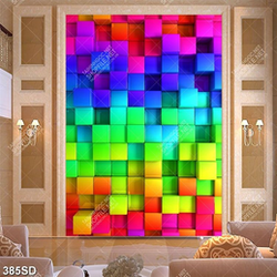 Tranh 3D những ô vuông in sàn chất lượng cao