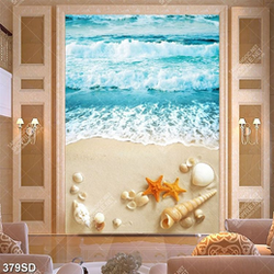 Tranh in sàn 3D sóng biển file gốc