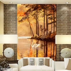 Tranh sơn dầu thiên nga và hươu