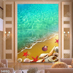 Tranh mặt biển xanh ốc và sao biển  file gốc