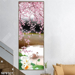 Tranh hoa đào và thiên nga