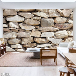 Tranh 3D tường gạch in kính