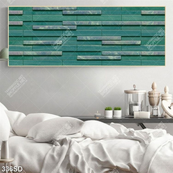 Tranh 3D nền gạch xanh in kính