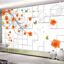 Tranh hoa hồng nền 3D