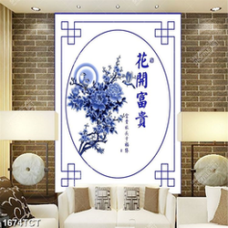 Tranh hoa mẫu đơn xanh