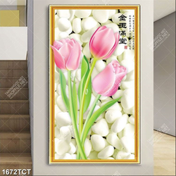 Tranh hoa tulip nền sỏi