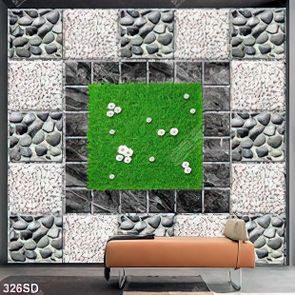 Tranh wall nền sỏi và cỏ xanh