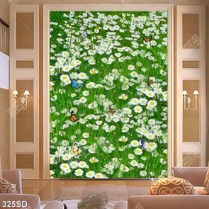 Tranh 3D hoa cúc bi và đàn bướm đẹp