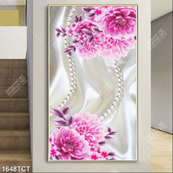 Tranh lụa 3D hoa mẫu đơn