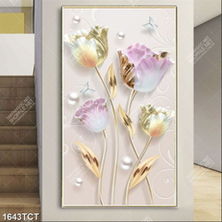 Tranh lụa hoa tulip in tủ chất lượng